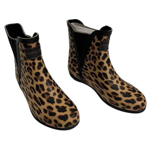 London Fog Rain Boots Womens 6 Piccadilly Ankle Leopard Rubber Rain Waterproof - Picture 6 of 11